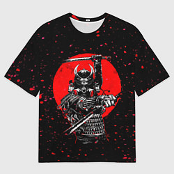 Футболка оверсайз мужская Кровавый самурай и луна, цвет: 3D-принт