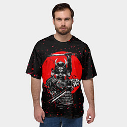 Футболка оверсайз мужская Кровавый самурай и луна, цвет: 3D-принт — фото 2