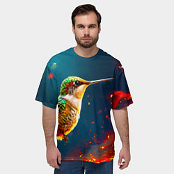 Футболка оверсайз мужская Колибри в огне, цвет: 3D-принт — фото 2