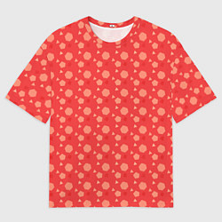 Футболка оверсайз мужская Кораллово-красный геометричный паттерн, цвет: 3D-принт