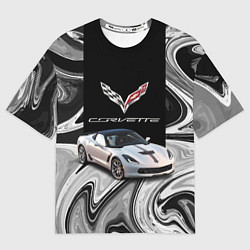 Футболка оверсайз мужская Chevrolet Corvette - motorsport racing team, цвет: 3D-принт