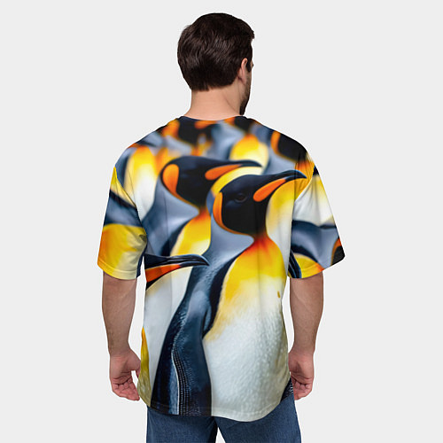 Мужская футболка оверсайз Стая пингвинов / 3D-принт – фото 4