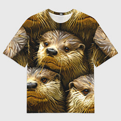 Футболка оверсайз мужская Мордочки выдр, цвет: 3D-принт