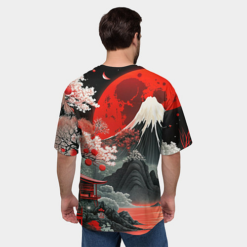 Мужская футболка оверсайз Горы и сакура Японии / 3D-принт – фото 4