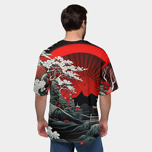 Мужская футболка оверсайз Деревья Японии и природа / 3D-принт – фото 4