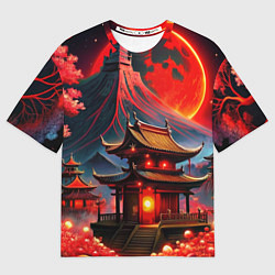 Футболка оверсайз мужская Japan red nature, цвет: 3D-принт