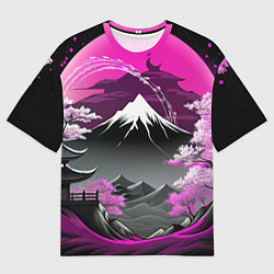 Футболка оверсайз мужская Япония природа в коллаже, цвет: 3D-принт