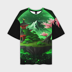 Футболка оверсайз мужская Green nature Japan, цвет: 3D-принт