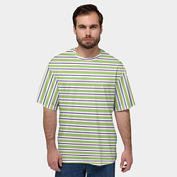 Футболка оверсайз мужская Зелёный с фиолетовой полосой, цвет: 3D-принт — фото 2