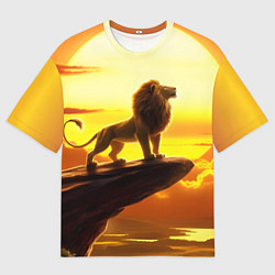 Футболка оверсайз мужская Лев на закате на горе, цвет: 3D-принт