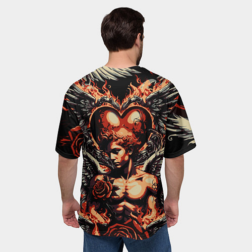 Мужская футболка оверсайз Ангел на фоне сердца в стиле татуировки / 3D-принт – фото 4