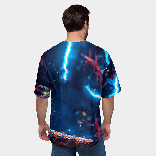 Мужская футболка оверсайз Снигирь и молнии / 3D-принт – фото 4