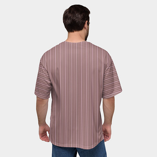 Мужская футболка оверсайз Пыльно-розовый в тонкую полоску / 3D-принт – фото 4