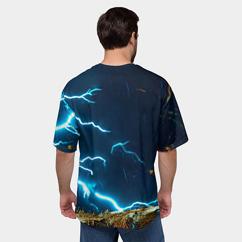 Мужская футболка оверсайз Аист и гроза / 3D-принт – фото 4