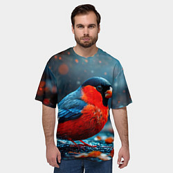 Футболка оверсайз мужская Обыкновенный снегирь, цвет: 3D-принт — фото 2