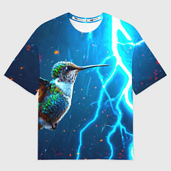 Футболка оверсайз мужская Колибри в грозу, цвет: 3D-принт