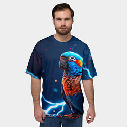Футболка оверсайз мужская Попугай и молния, цвет: 3D-принт — фото 2