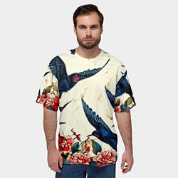 Футболка оверсайз мужская Стая ласточек, цвет: 3D-принт — фото 2