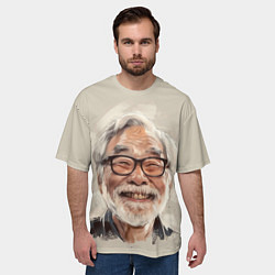 Футболка оверсайз мужская Портрет Хаяо Миядзаки, цвет: 3D-принт — фото 2