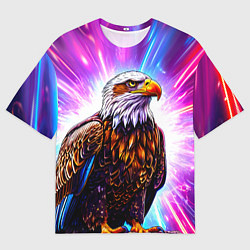 Футболка оверсайз мужская Орел в неоновых огнях, цвет: 3D-принт