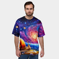 Футболка оверсайз мужская Улитка и космос, цвет: 3D-принт — фото 2