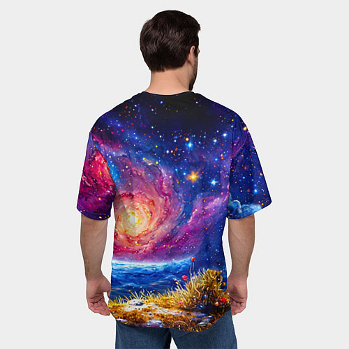 Мужская футболка оверсайз Улитка и космос / 3D-принт – фото 4