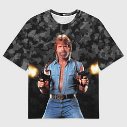 Футболка оверсайз мужская Чак стреляет с узи, цвет: 3D-принт