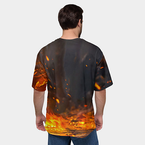 Мужская футболка оверсайз Утенок в огне / 3D-принт – фото 4