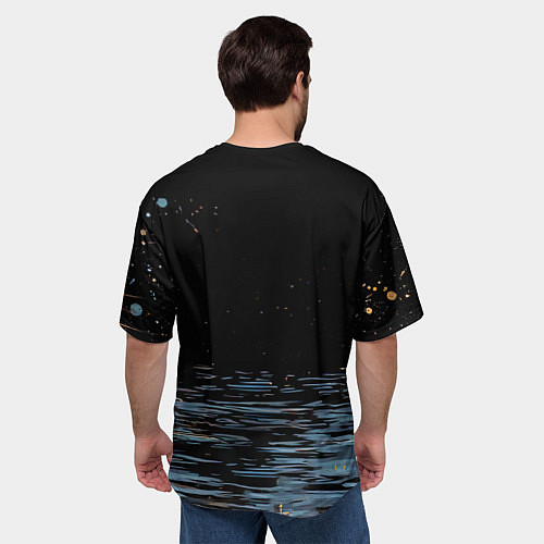 Мужская футболка оверсайз Белый лебедь ночью / 3D-принт – фото 4