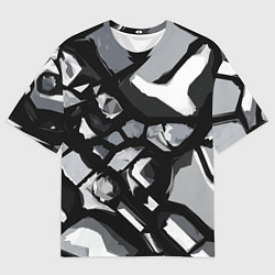 Футболка оверсайз мужская Чёрно-серая абстракция, цвет: 3D-принт