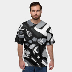 Футболка оверсайз мужская Чёрно-серая абстракция, цвет: 3D-принт — фото 2