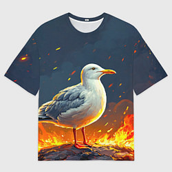 Футболка оверсайз мужская Чайка в огне, цвет: 3D-принт