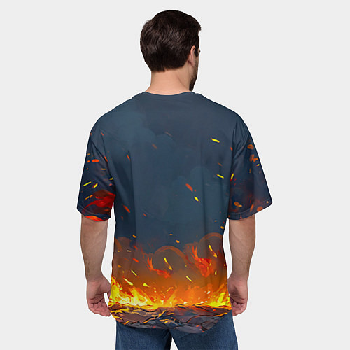 Мужская футболка оверсайз Чайка в огне / 3D-принт – фото 4
