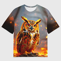 Футболка оверсайз мужская Филин в огне, цвет: 3D-принт