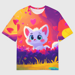 Мужская футболка оверсайз Влюбленный милый песец