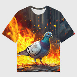 Футболка оверсайз мужская Голубь в огне, цвет: 3D-принт