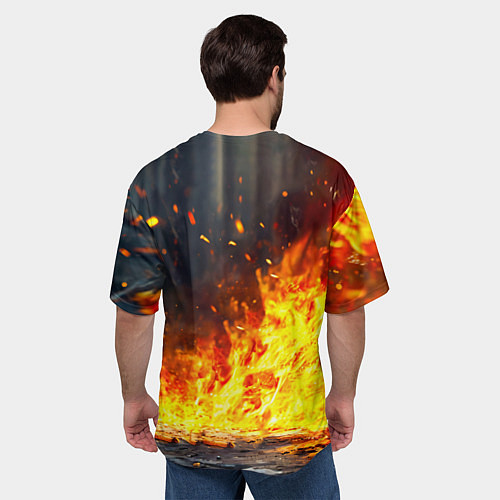 Мужская футболка оверсайз Голубь в огне / 3D-принт – фото 4