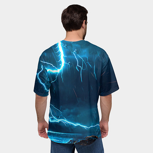 Мужская футболка оверсайз Чайка и молния / 3D-принт – фото 4