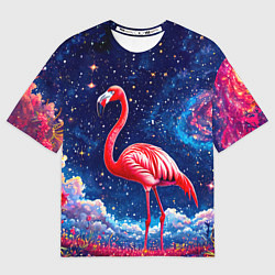 Футболка оверсайз мужская Фламиног в космосе, цвет: 3D-принт