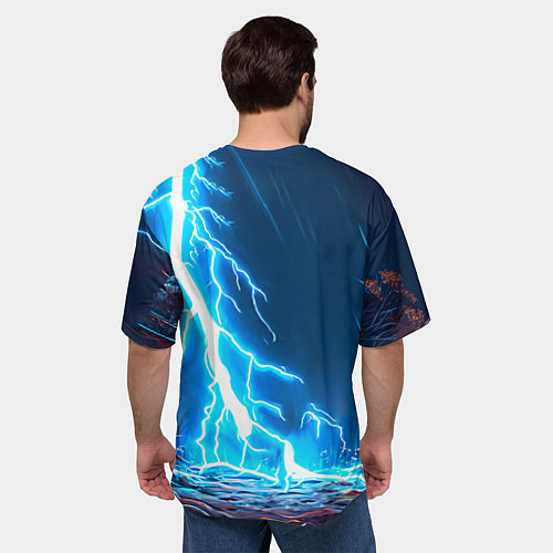 Мужская футболка оверсайз Гусь и разряд молнии / 3D-принт – фото 4