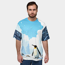 Футболка оверсайз мужская Пингвин в Антарктиде, цвет: 3D-принт — фото 2