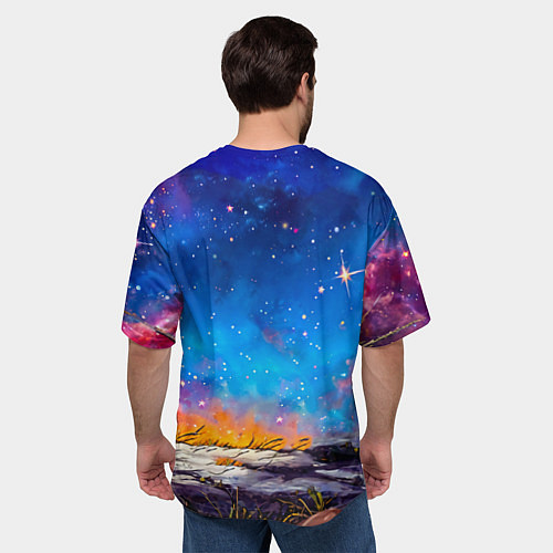 Мужская футболка оверсайз Ящерица в космосе / 3D-принт – фото 4