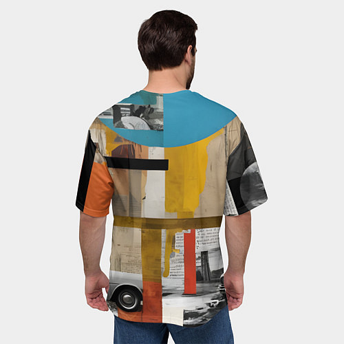 Мужская футболка оверсайз Ретро коллаж с автомобилем / 3D-принт – фото 4