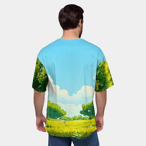 Мужская футболка оверсайз Аист в лесу / 3D-принт – фото 4