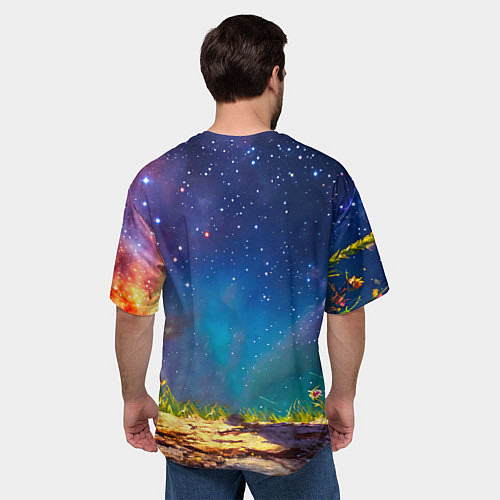 Мужская футболка оверсайз Богомол и звездное небо / 3D-принт – фото 4