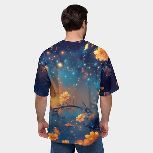 Мужская футболка оверсайз Сова на ветке / 3D-принт – фото 4
