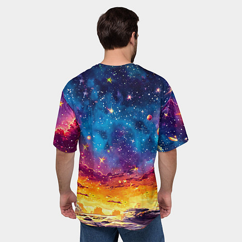 Мужская футболка оверсайз Пингвин в космосе / 3D-принт – фото 4