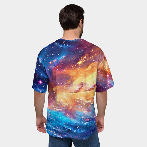 Мужская футболка оверсайз Дельфин в космосе / 3D-принт – фото 4