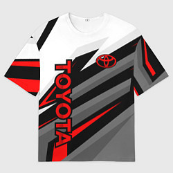 Футболка оверсайз мужская Toyota - белый и красный, цвет: 3D-принт