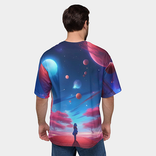 Мужская футболка оверсайз Красный лес / 3D-принт – фото 4